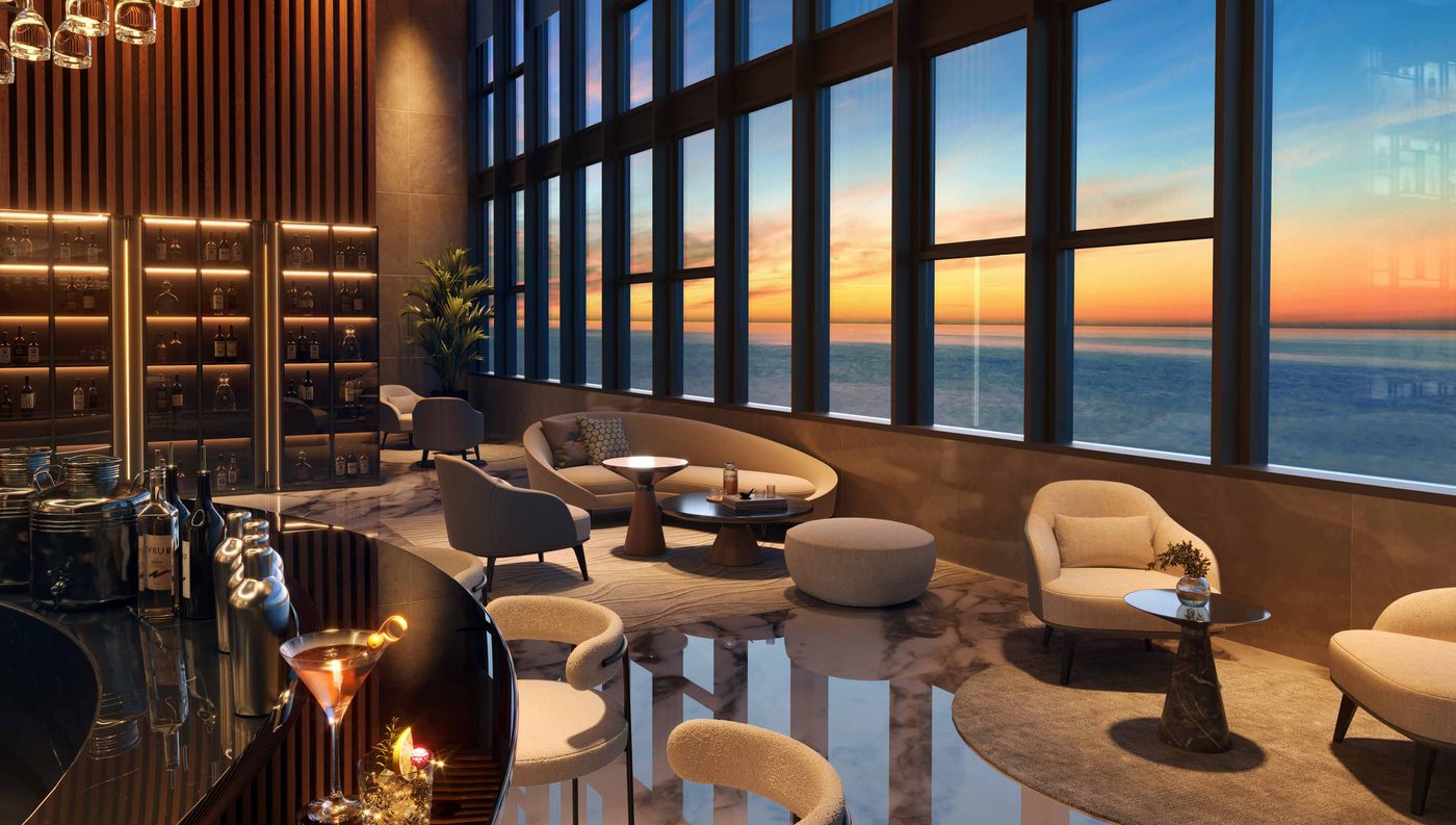 Rooftop bar interior at sunset, Level 40, Clarissa Langkawi